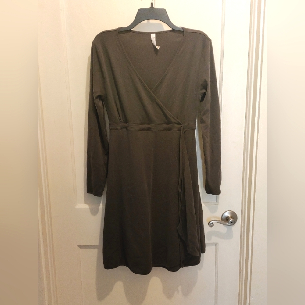 Knit Faux Wrap Indigenous Made in Peru Cotton Dress Women's Large